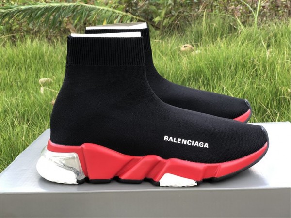 Balenciaga Speed Clear Sole Sneaker Black/Red-White