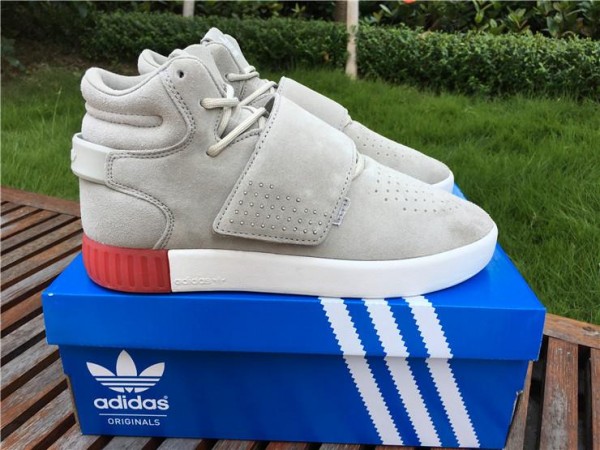 2016 Adidas Tubular Invader Strap Gray Red (AYZ0077)