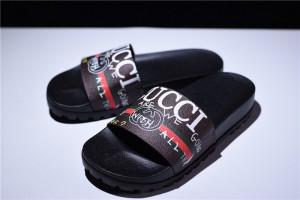 Gucci Leather Slide Sandal with GG Logo