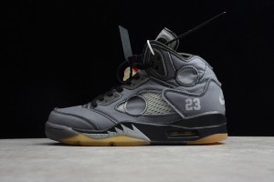 Off-White x Air Jordan 5 Retro Black "Muslin" CT8480-001