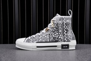 Dior B23 High Top Shawn Black White Embroidery Sneaker 3SH118ZCO_H169