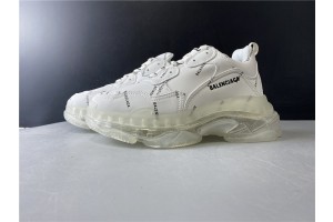 Balenciaga Allover Logo Triple S Clear Sole White