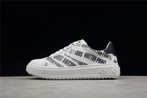 LV Time Out Sneaker White/Black Printed Leather