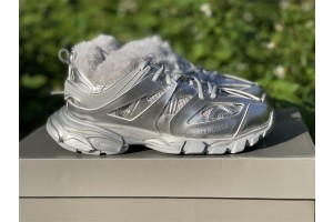 Balenciaga Track Sneaker Silver with Fur